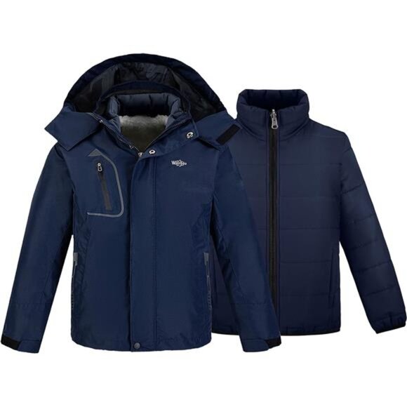 Boy's Ski Jacket Waterproof 3 in 1 Snow Coat Warm Fleece Winter Coat - Picture 1 of 7